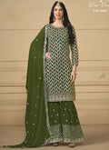 Vegaa Fashion Designer Mehendi Faux Georgette Embroidery Sharara Suit