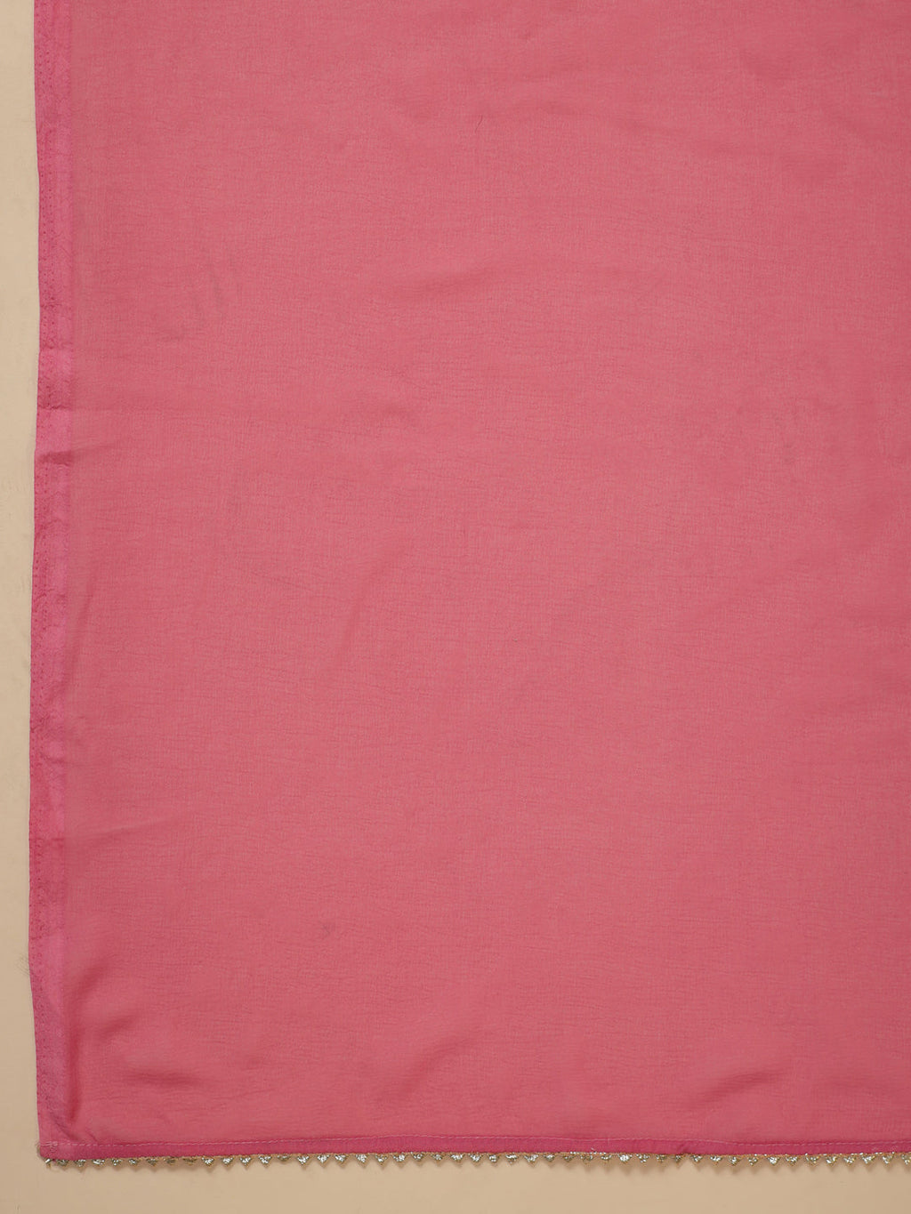 Janasya Straight Magics Slub Pink Embroidered Notch Neck Kurta,Bottom & Dupatta
