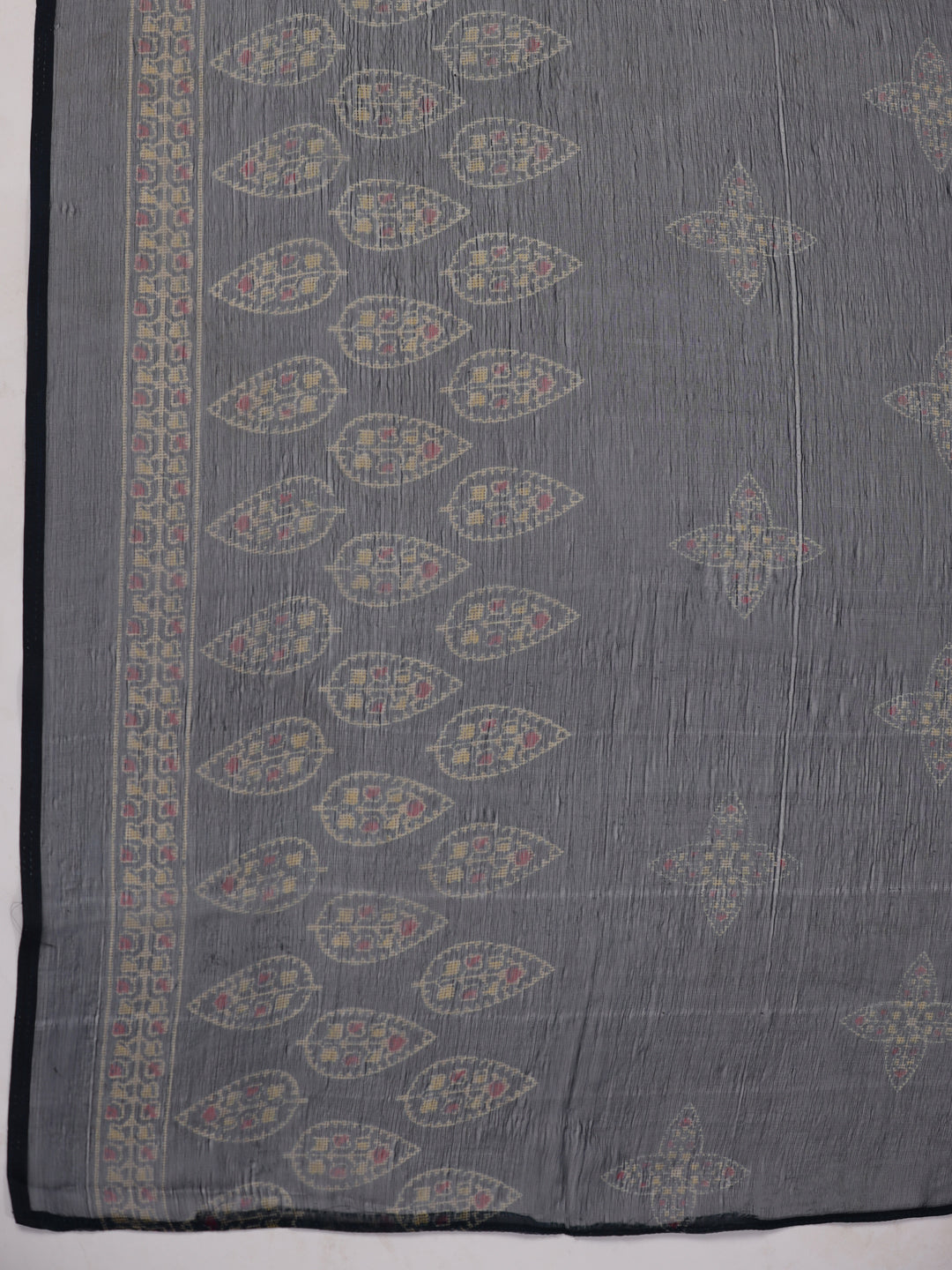 Janasya Pleated Biscuit Slub Teal Ethnic Motifs V-Neck Kurta,Bottom & Dupatta