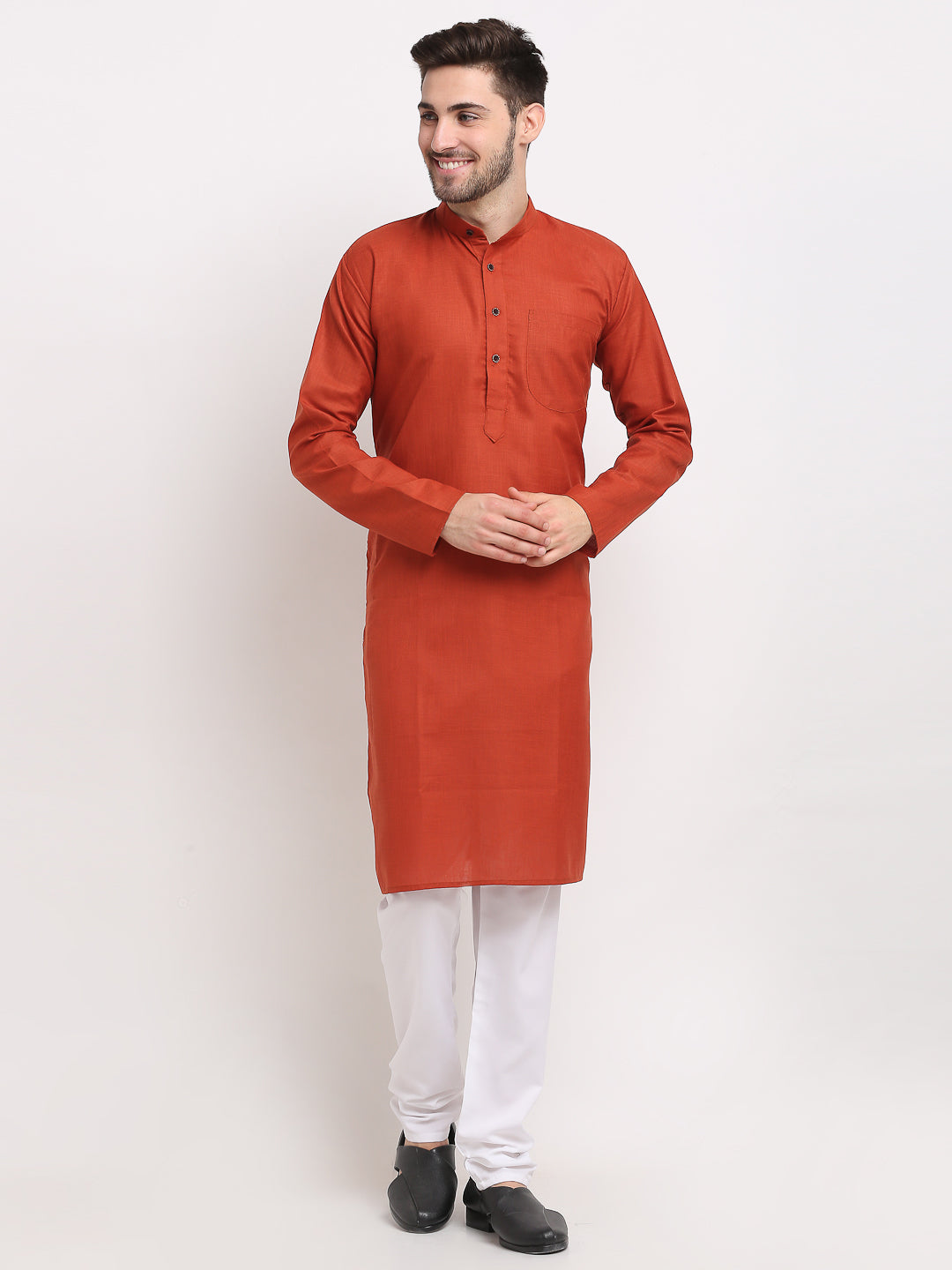 Jompers Men's Cotton Solid Kurta Pyjama - Brown