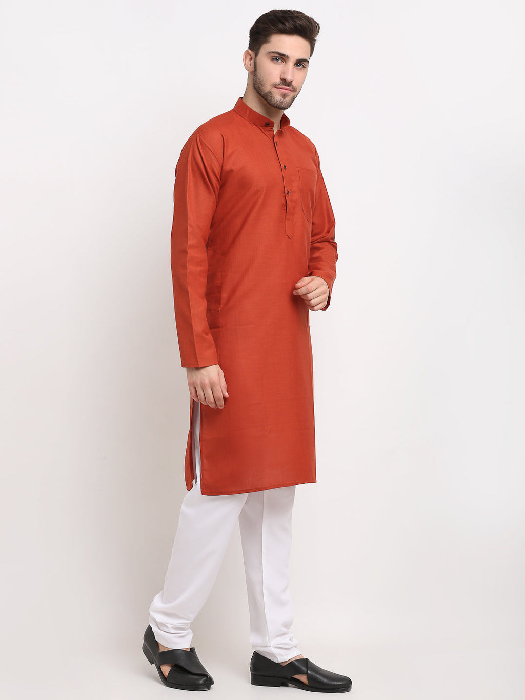Jompers Men's Cotton Solid Kurta Pyjama - Brown