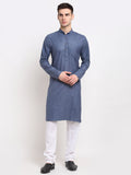 Jompers Men's Cotton Solid Kurta Pyjama - Dark-Grey