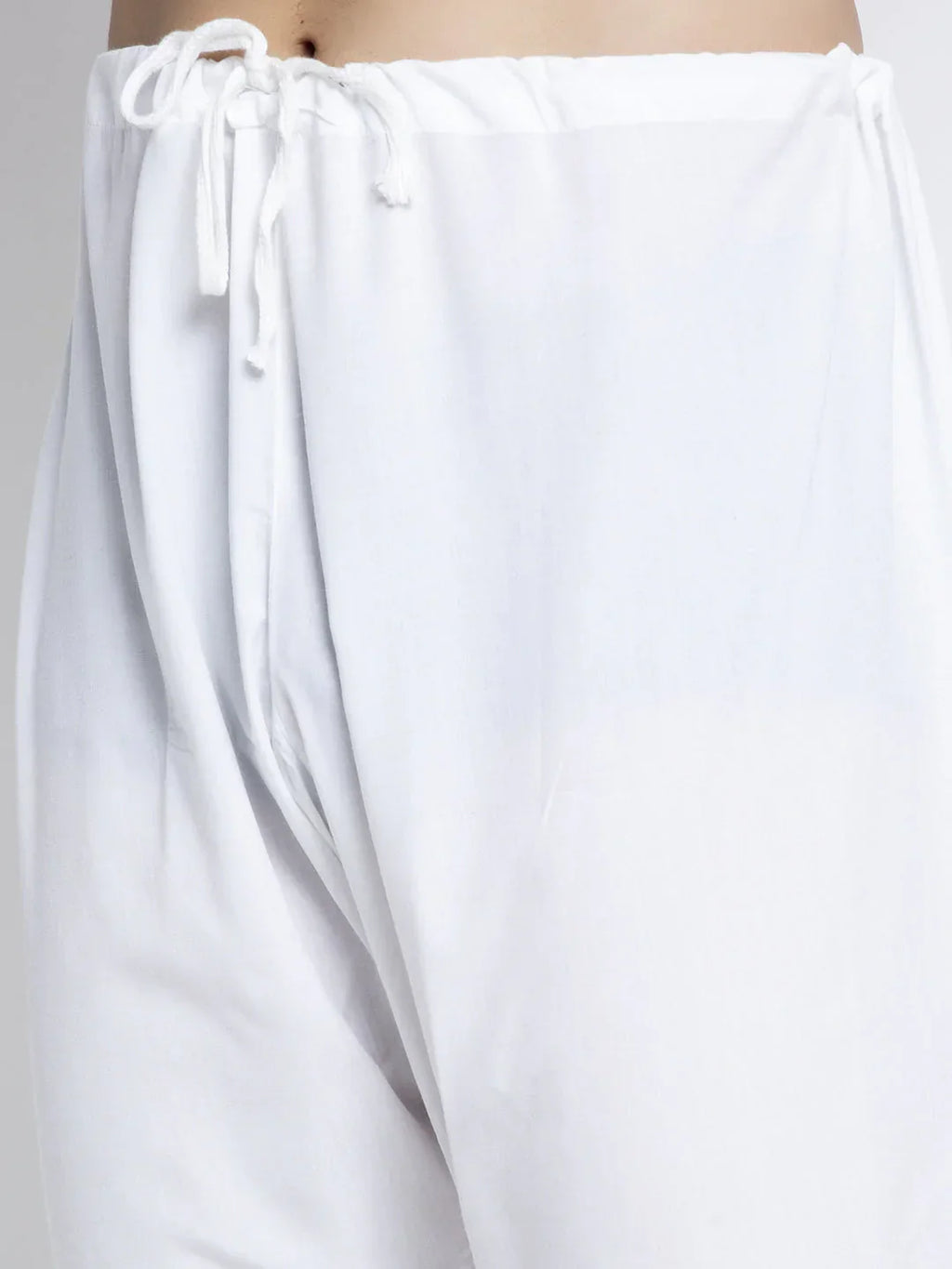 Jompers Men's Lemon & White Solid Kurta with Churidar