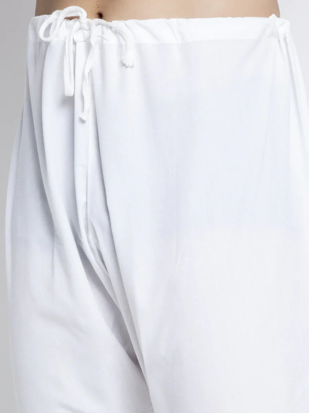 Jompers Men's Lemon & White Solid Kurta with Churidar