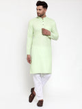 Jompers Men's Cotton Solid Kurta Pyjama - Lime