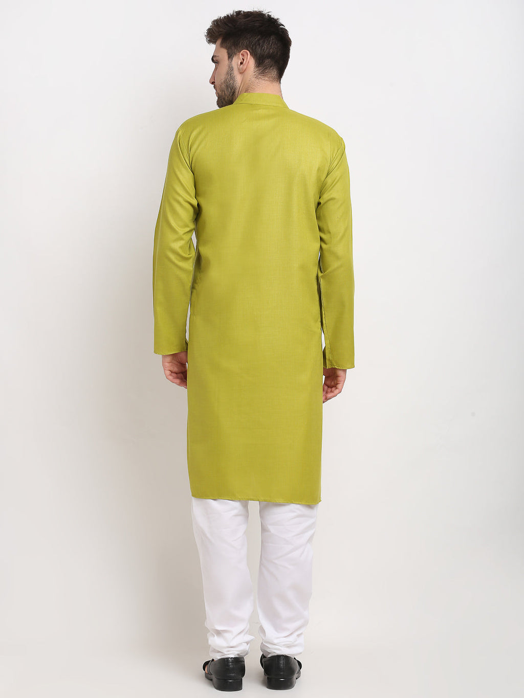 Jompers Men's Cotton Solid Kurta Pyjama - Olive