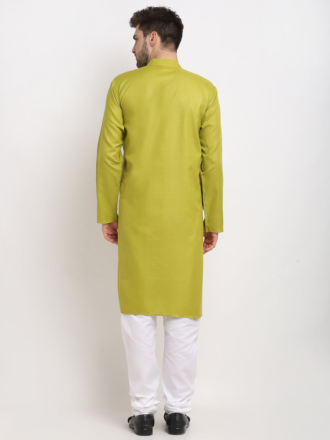 Jompers Men's Cotton Solid Kurta Pyjama - Olive
