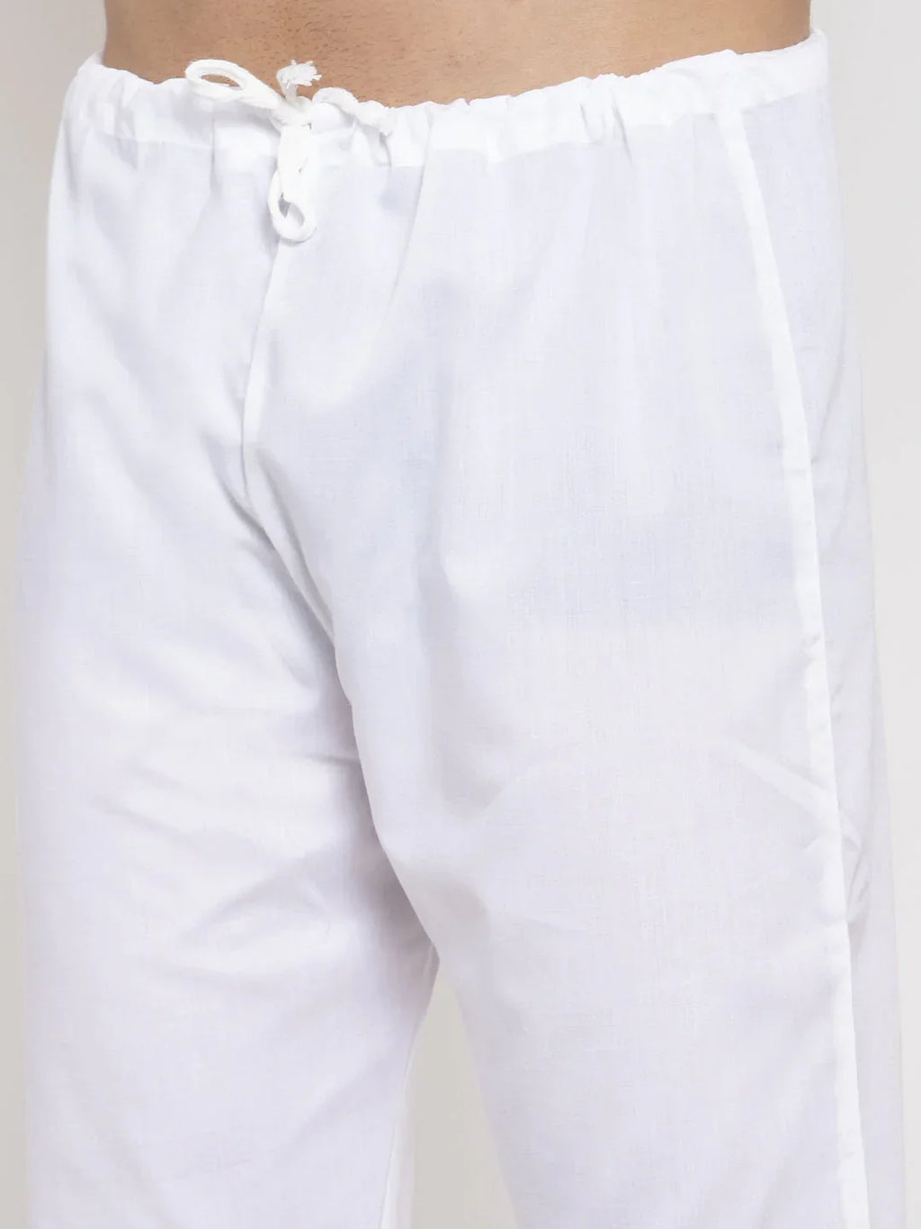 Jompers Men's Navy-Blue & White Solid Kurta with Churidar