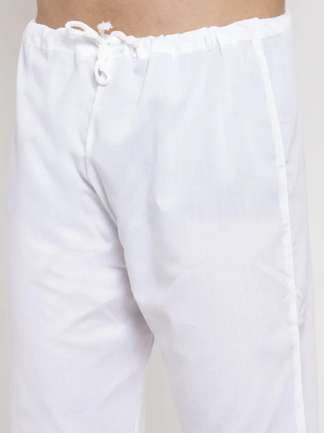 Jompers Men's Navy-Blue & White Solid Kurta with Churidar