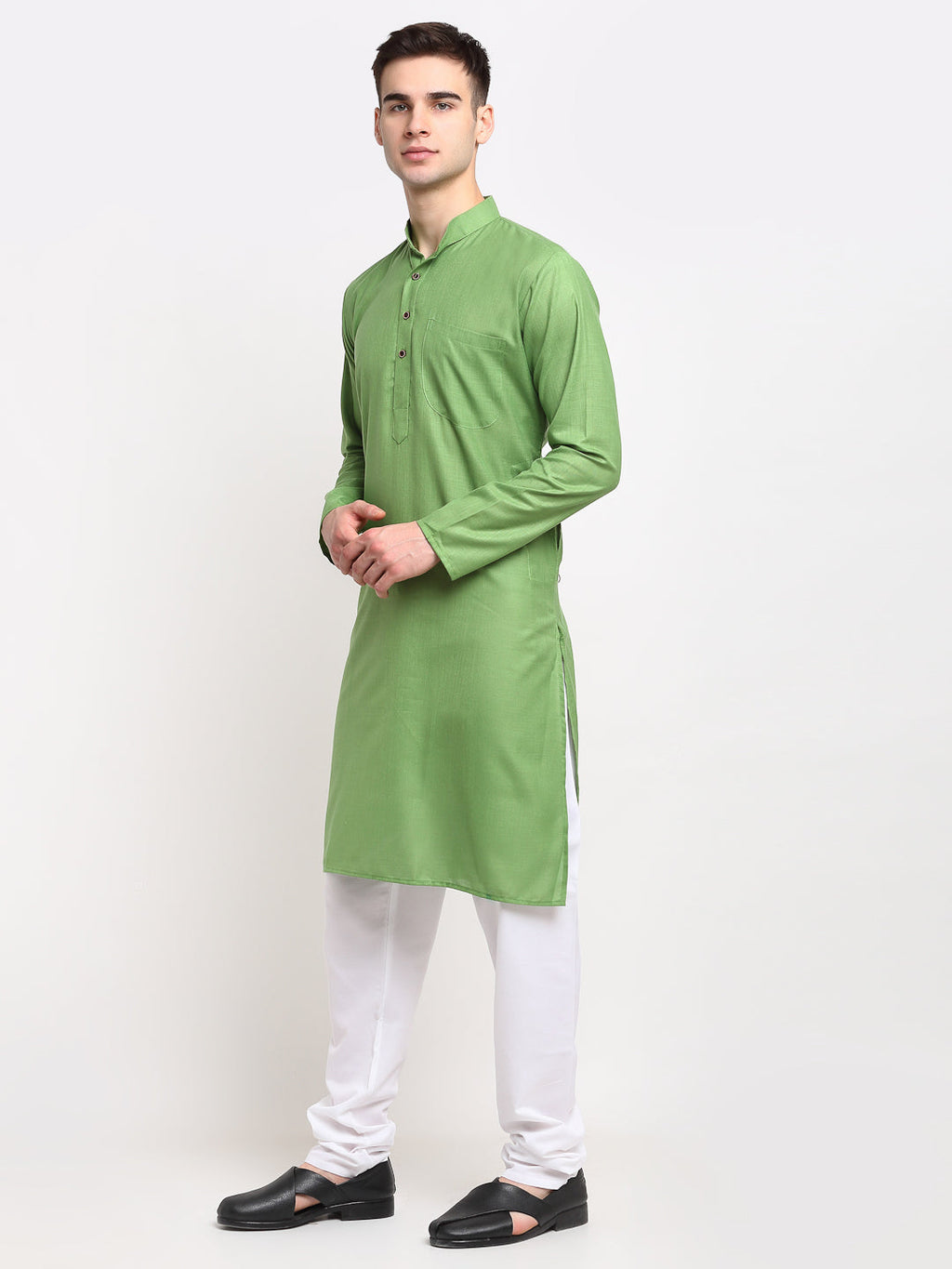Jompers Men's Cotton Solid Kurta Pyjama - Parrot