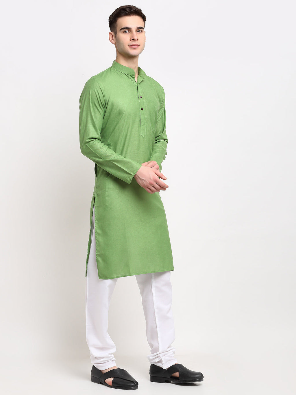 Jompers Men's Cotton Solid Kurta Pyjama - Parrot