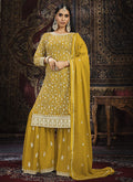 Vegaa Fashion Designer Yellow Faux Georgette Sharara Suit