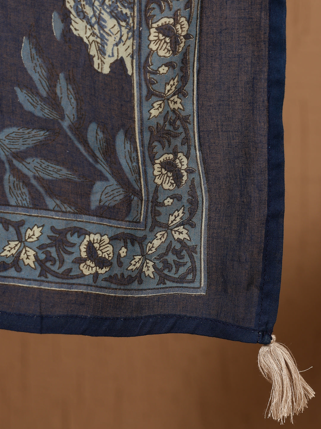 Antaran Blue Pure Cotton Embellished Kurta Pant & Dupatta Set