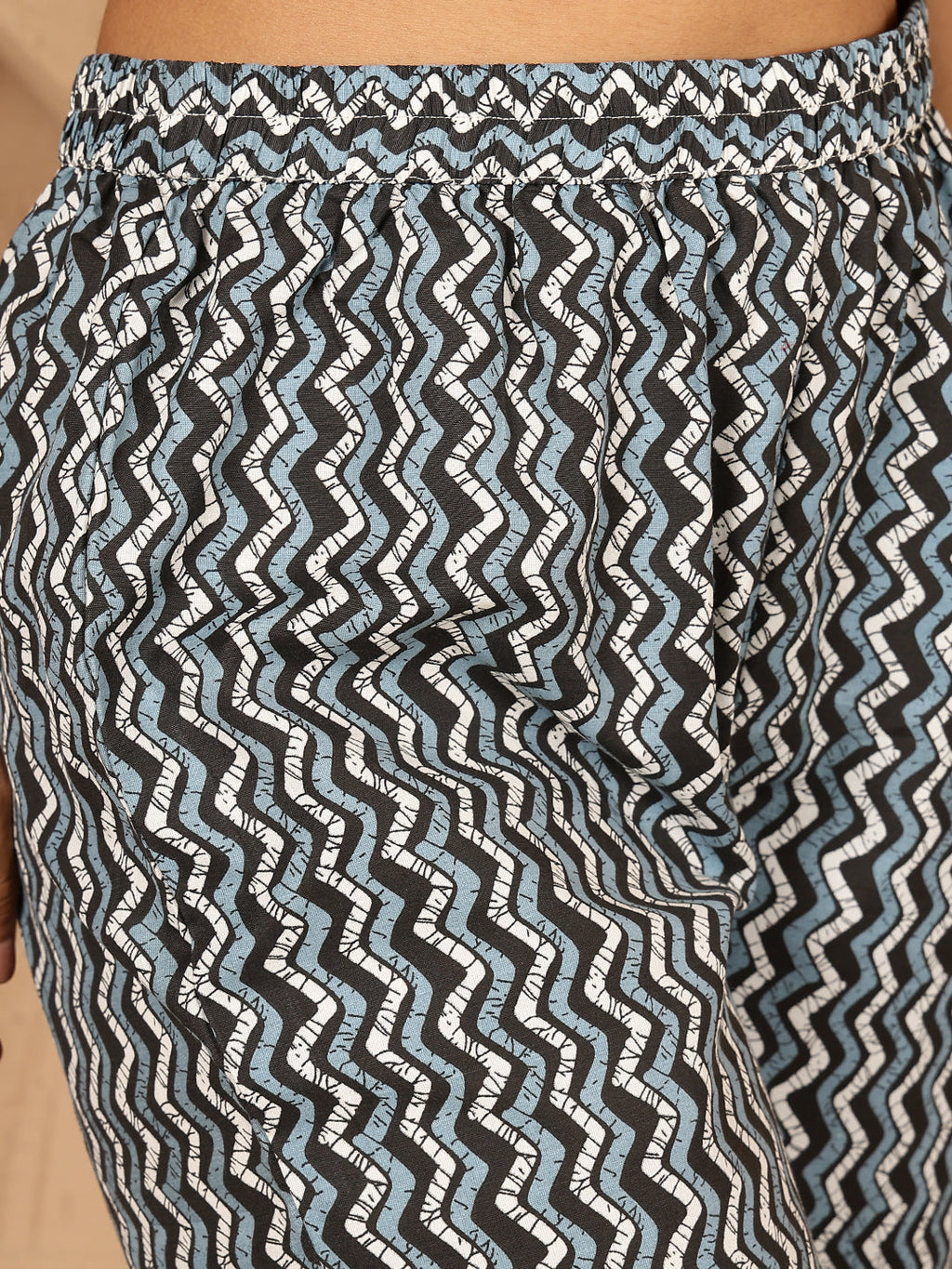 Antaran Blue Cotton Blend Embellished Kurta Pant & Dupatta Set