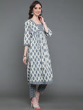 Antaran Beige Pure Cotton Embroidered Kurta Pant Set