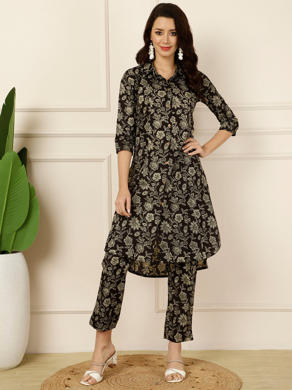 Antaran Black Pure Cotton Printed Co Ord Set