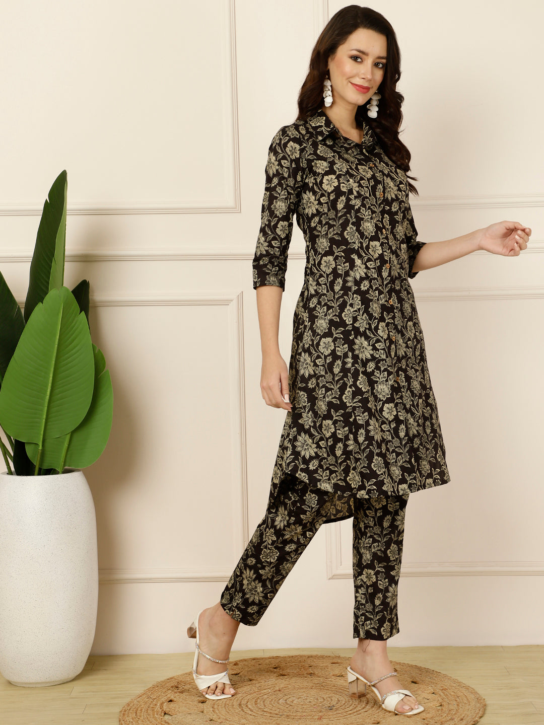 Antaran Black Pure Cotton Printed Co Ord Set