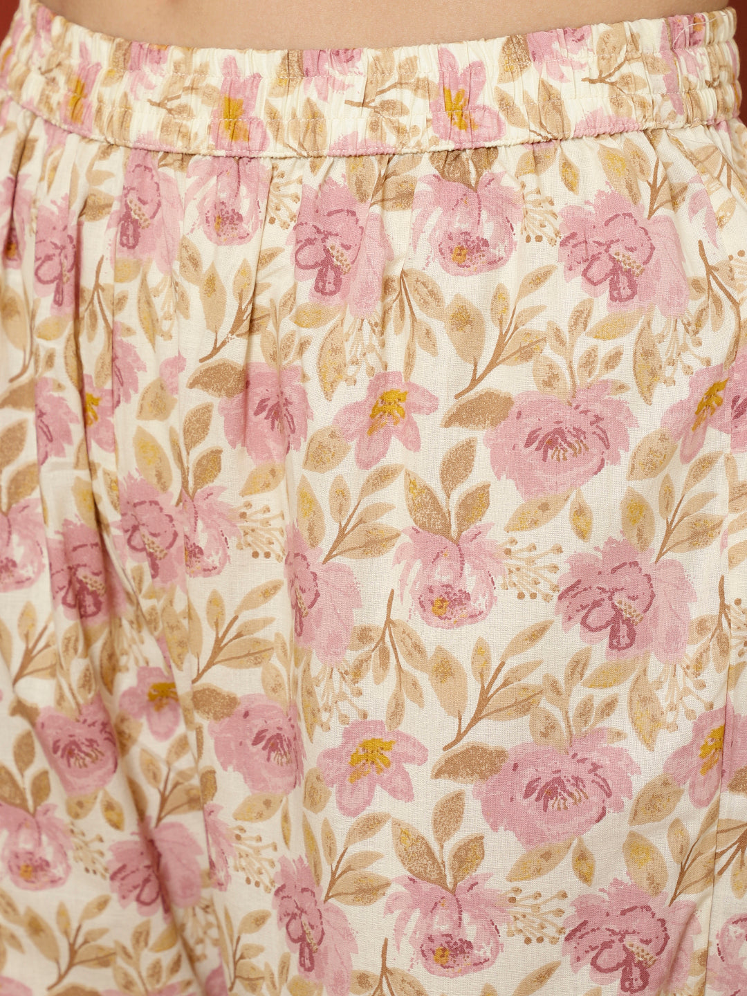 Antaran Peach Pure Cotton Embroidered Kurta Pant Set