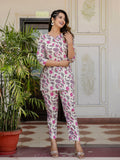 Antaran Off White Pure Cotton Floral Printed Co Ord Set