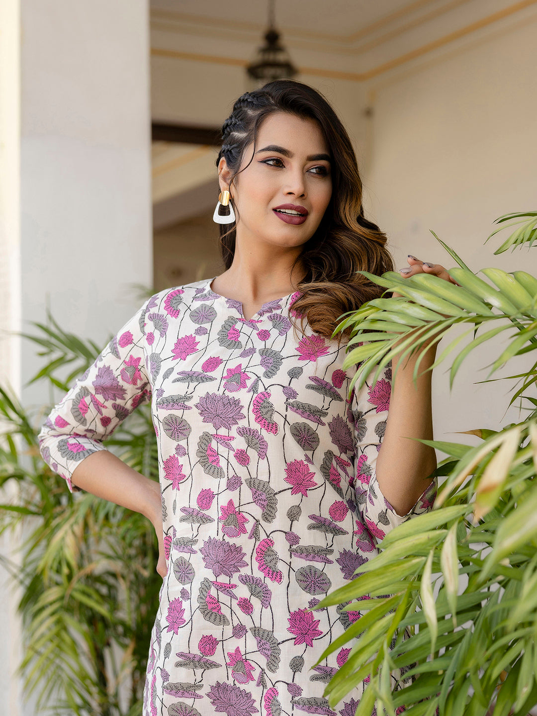 Antaran Off White Pure Cotton Floral Printed Co Ord Set