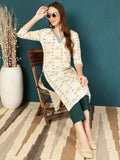 Antaran Off White Pure Cotton Embellished Kurta