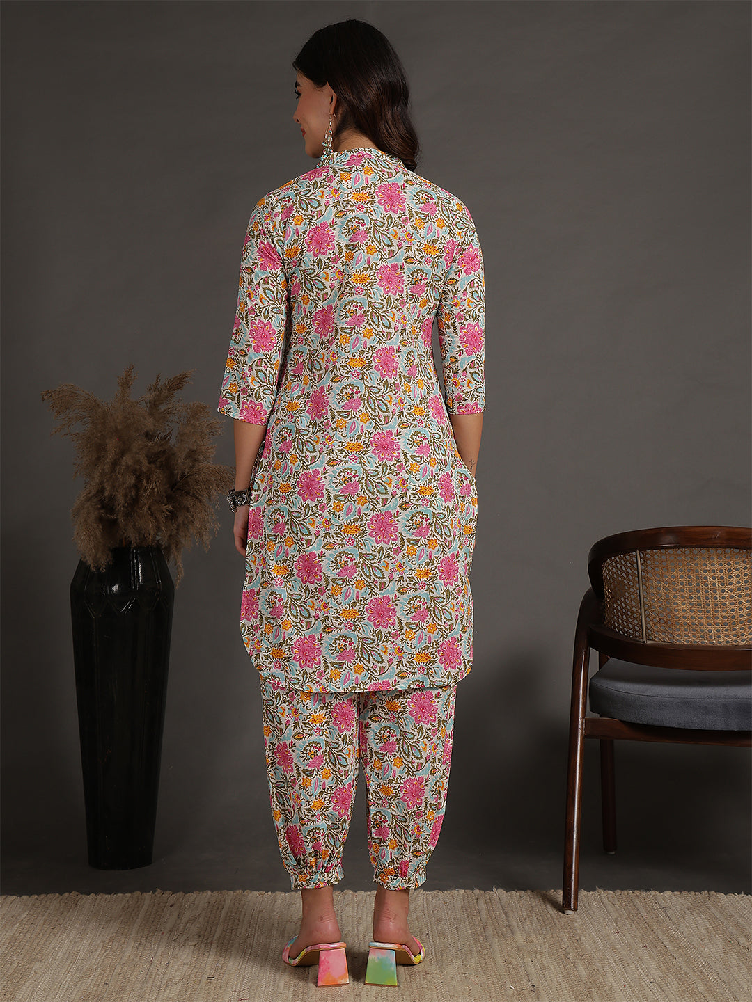 Antaran Sky Blue Pure Cotton Floral Printed Co Ord Set