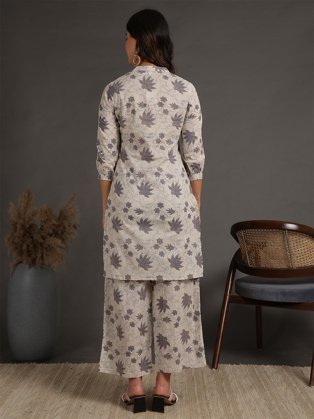 Antaran Beige Pure Cotton Printed Co Ord Set