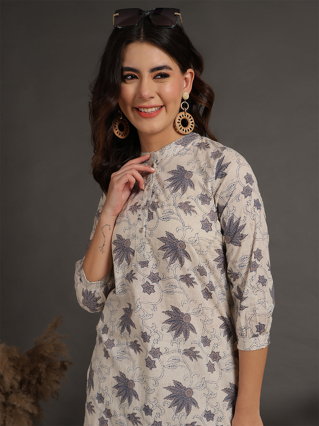 Antaran Beige Pure Cotton Printed Co Ord Set