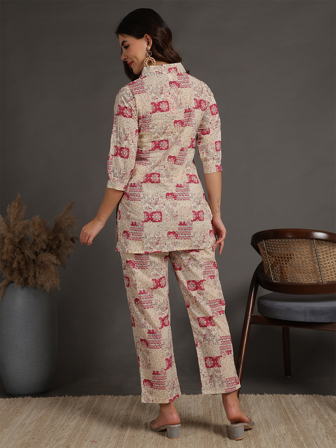 Antaran Cream Pure Cotton Printed Co Ord Set