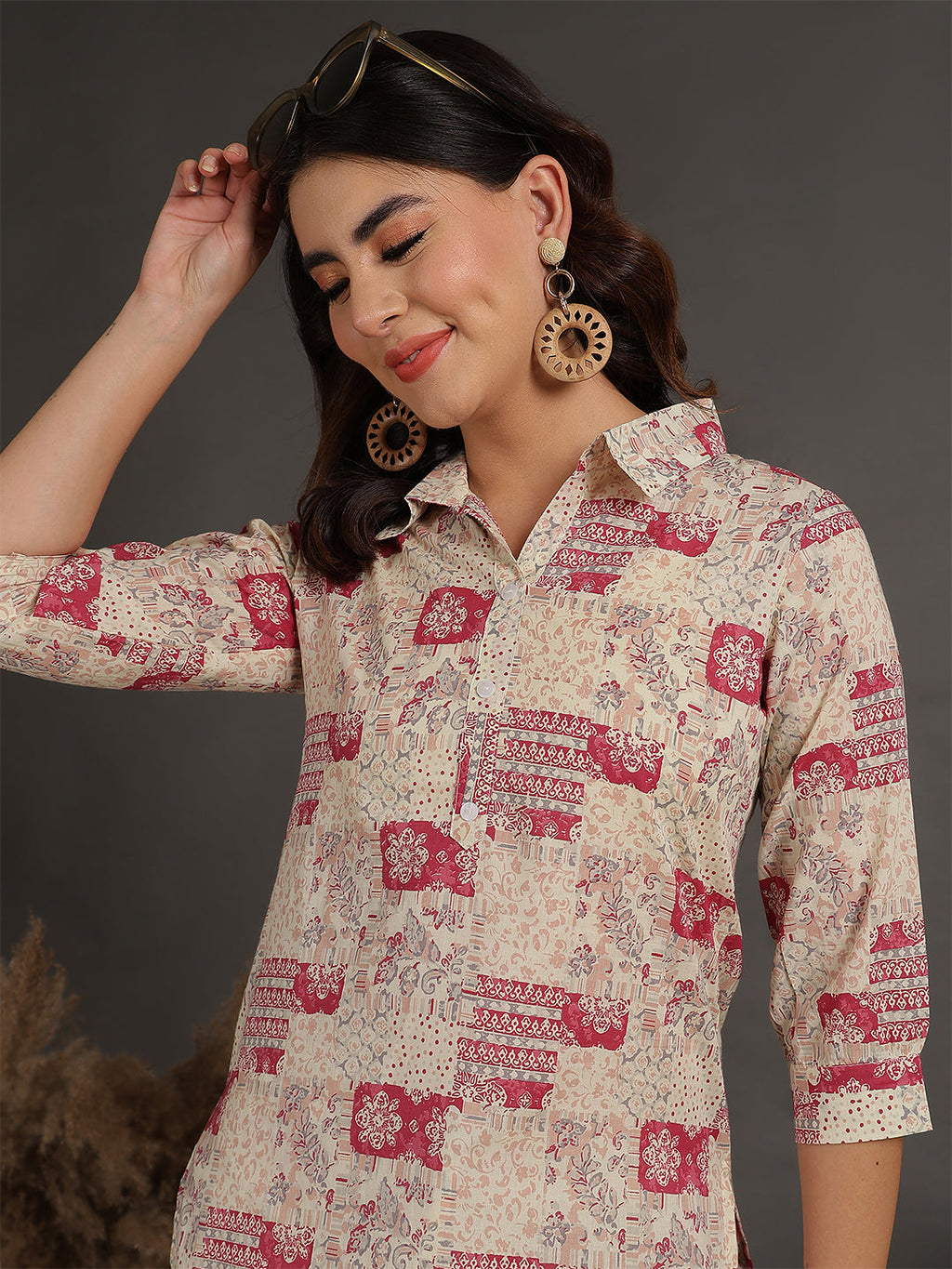 Antaran Cream Pure Cotton Printed Co Ord Set