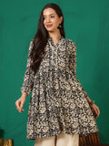 Antaran Black Pure Cotton Printed Tunic