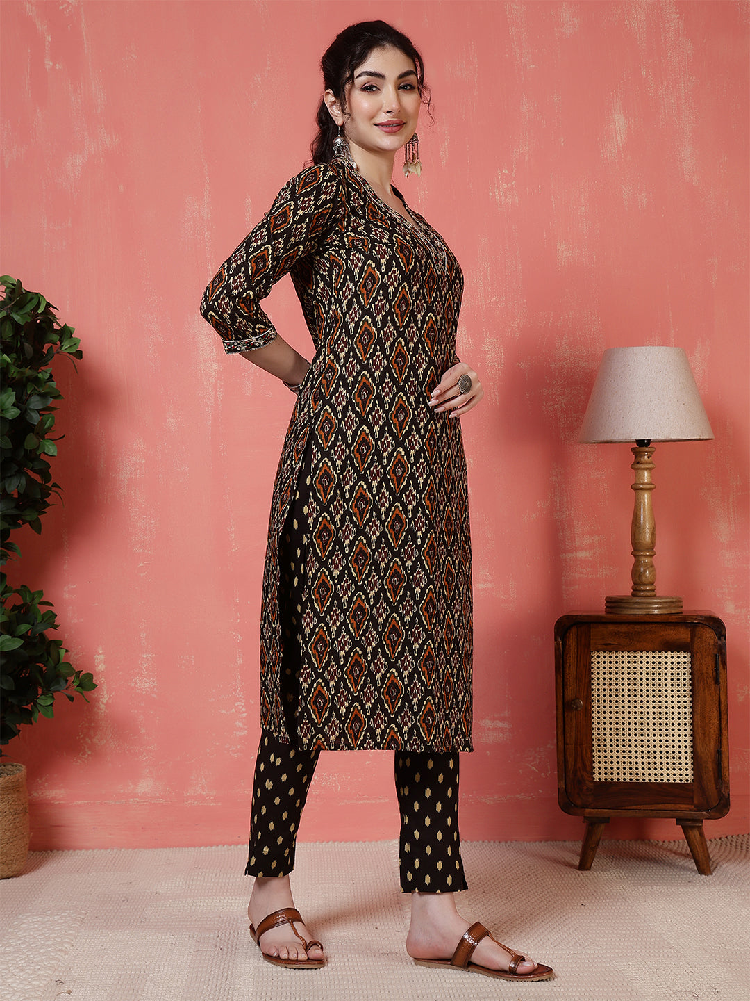 Antaran Black Pure Cotton Embroidered Kurta Pant Dupatta