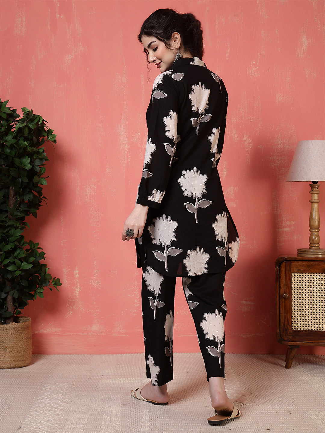 Antaran Black Pure Cotton Printed Co Ord Set