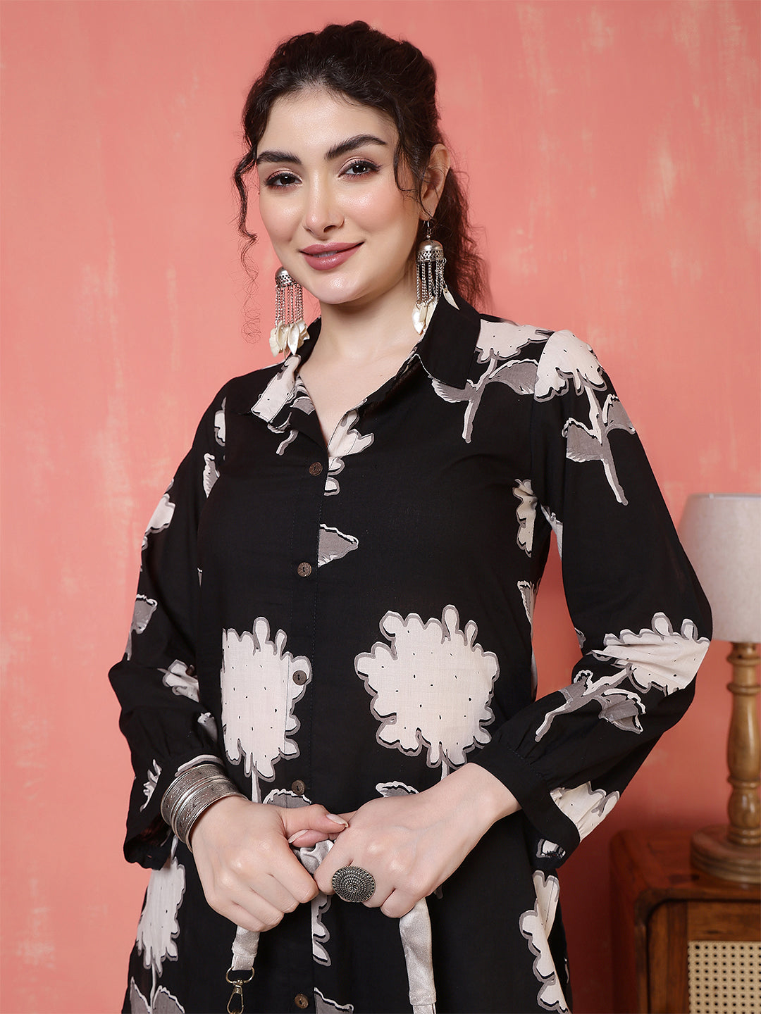 Antaran Black Pure Cotton Printed Co Ord Set