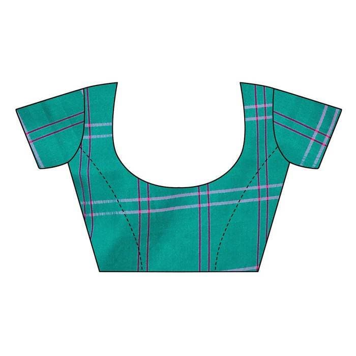 Vamika Rama Cotton Silk Weaving Saree (Rimi Checks Rama)