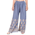 PAVONINE Grey Color Golden Printed Rayon Fabric Sharara For Women