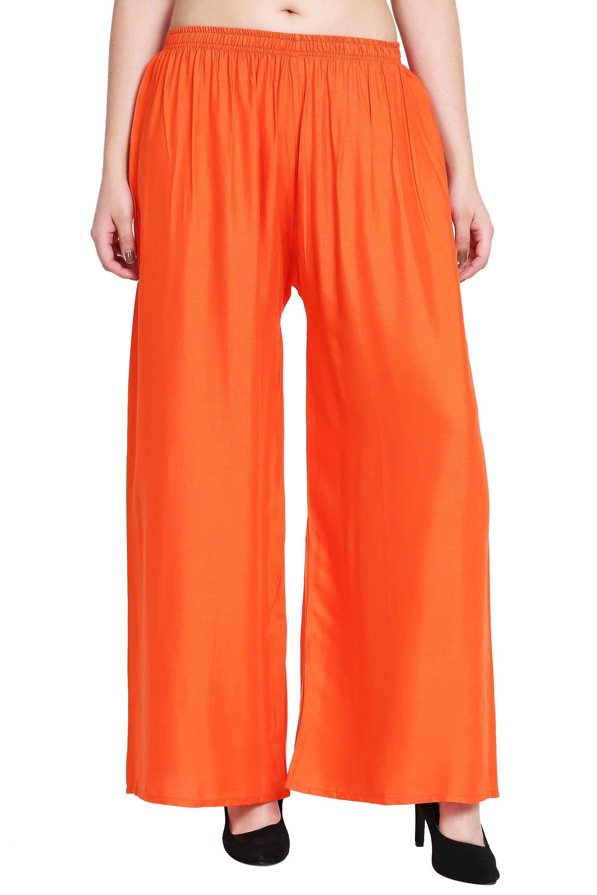 PAVONINE Orange Color Rayon Fabric Half Flared Sharara For Women