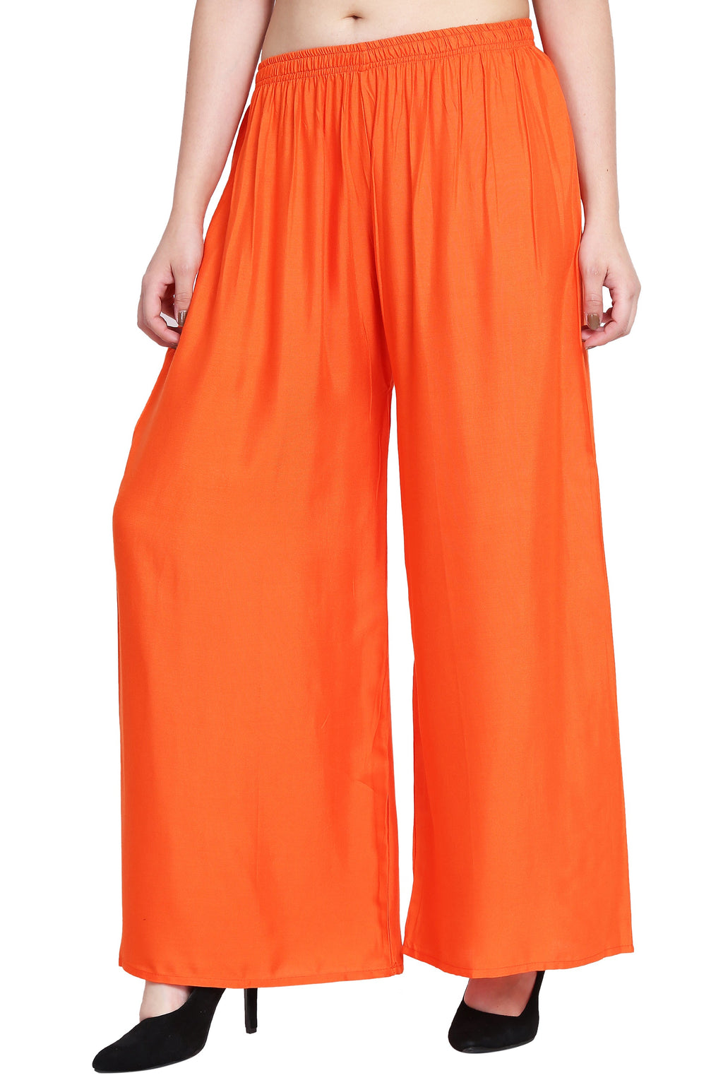 PAVONINE Orange Color Rayon Fabric Half Flared Sharara For Women