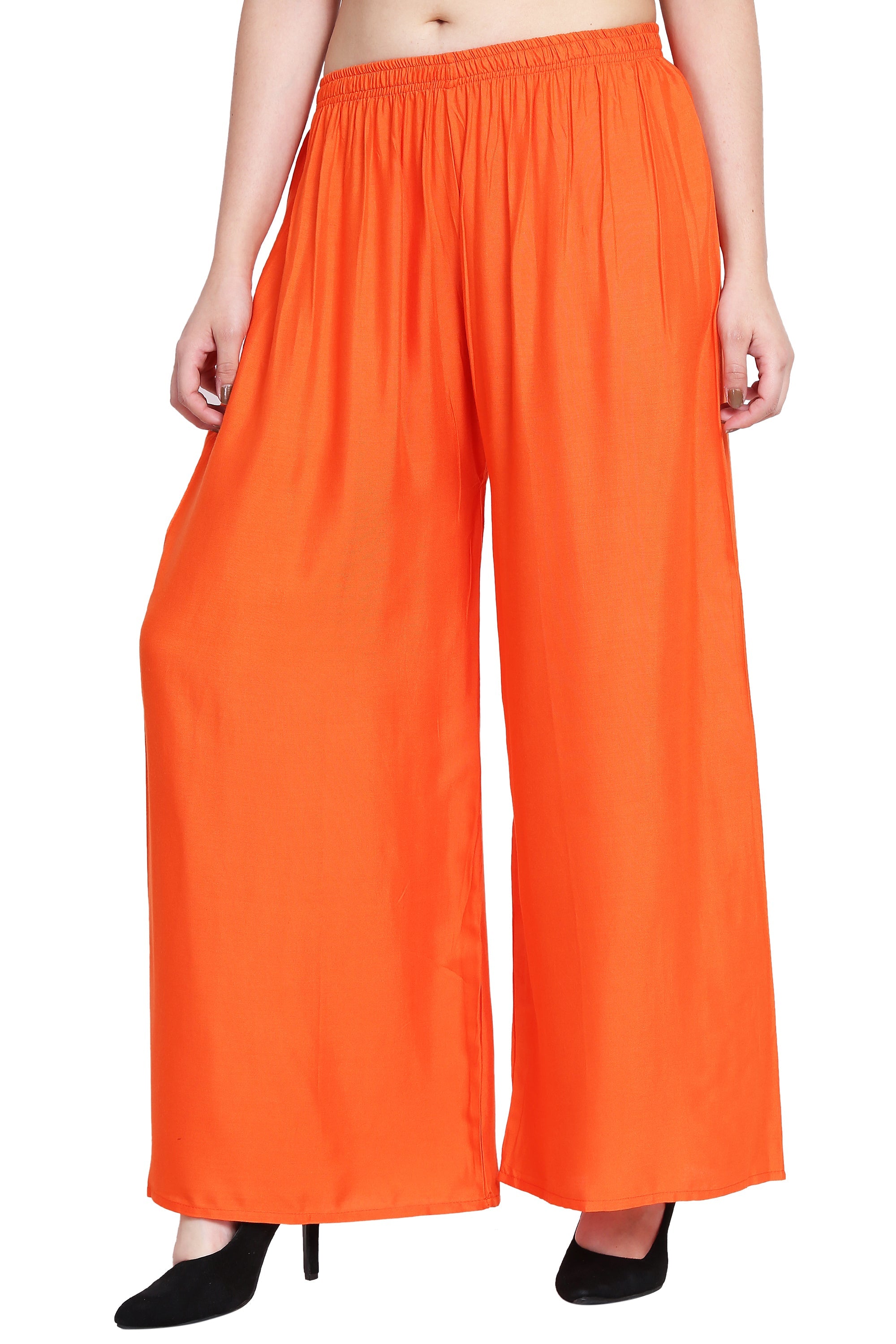 PAVONINE Orange Color Rayon Fabric Half Flared Sharara For Women
