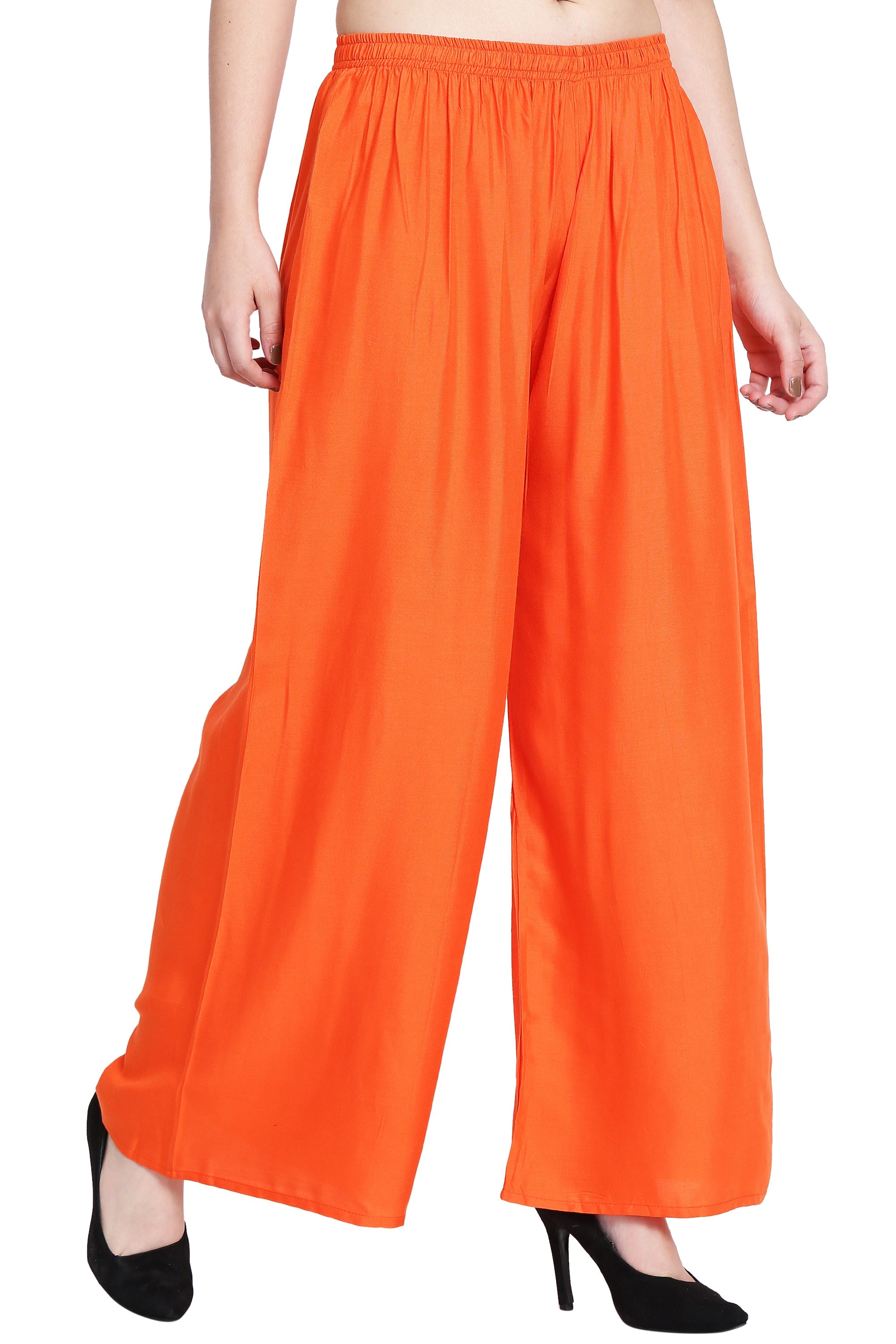 PAVONINE Orange Color Rayon Fabric Half Flared Sharara For Women