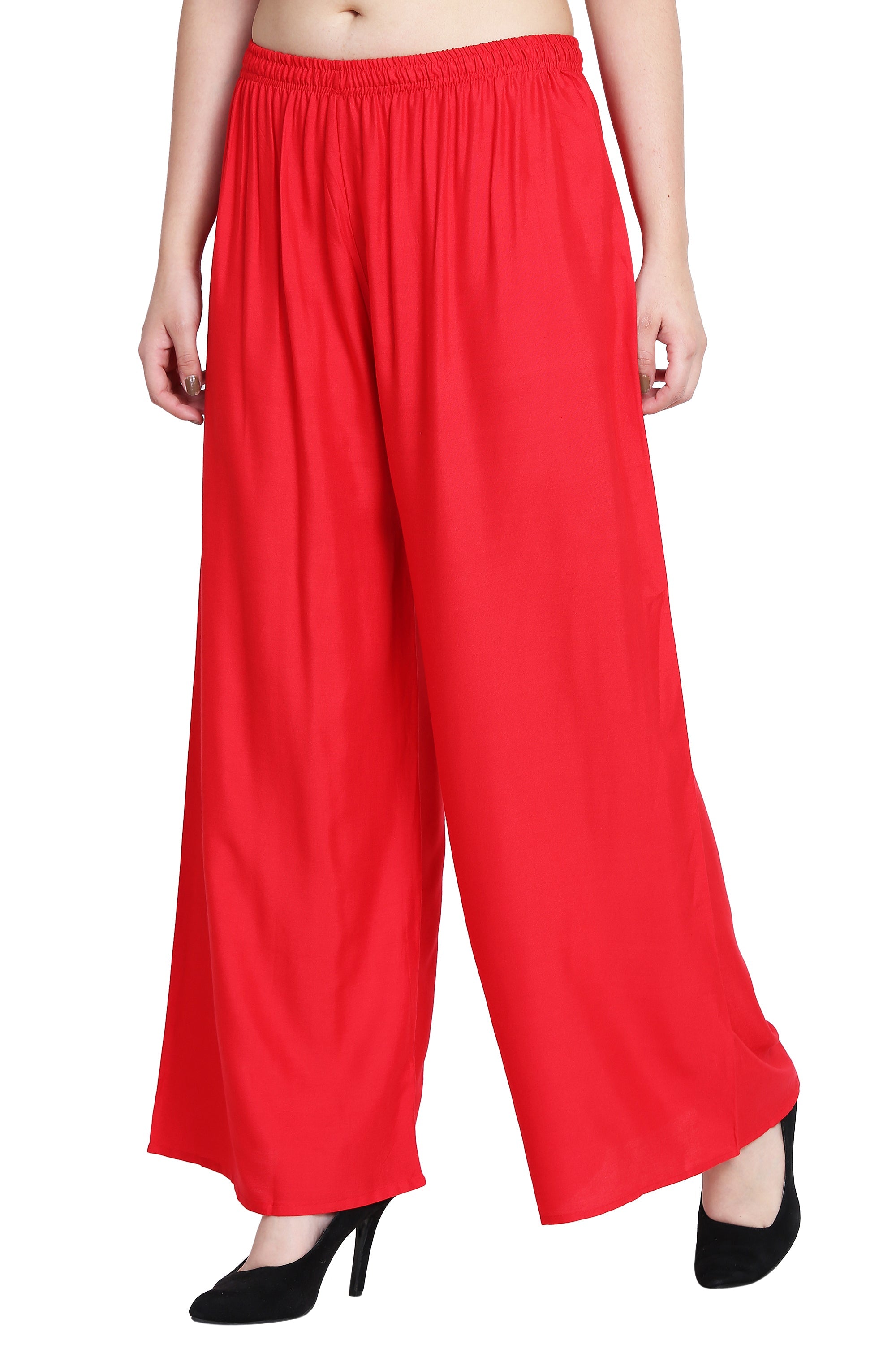 PAVONINE Red Color Rayon Fabric Half Flared Sharara For Women