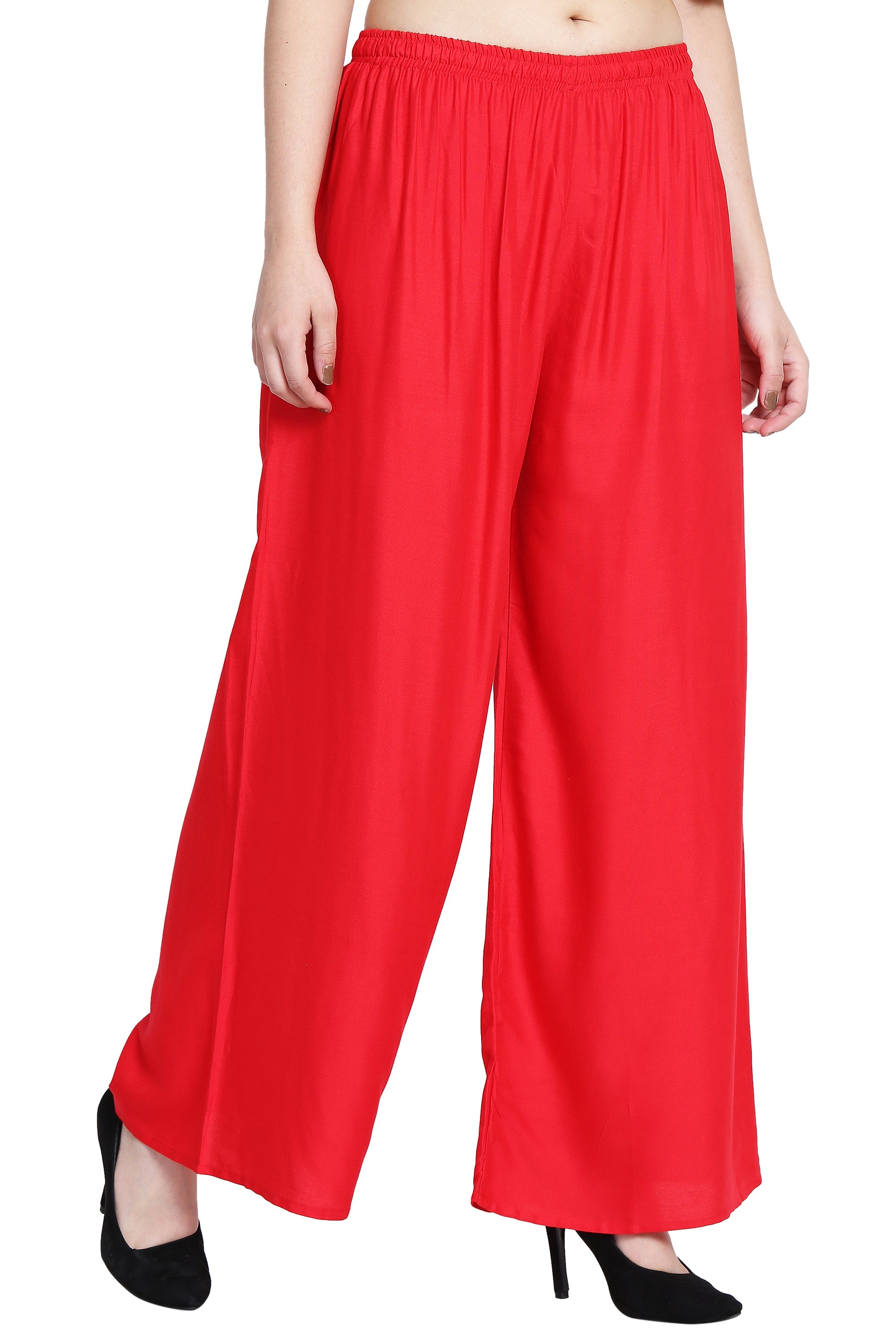 PAVONINE Red Color Rayon Fabric Half Flared Sharara For Women