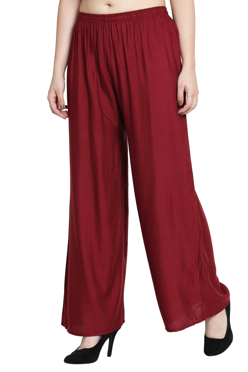 PAVONINE Maroon Color Rayon Fabric Half Flared Sharara For Women