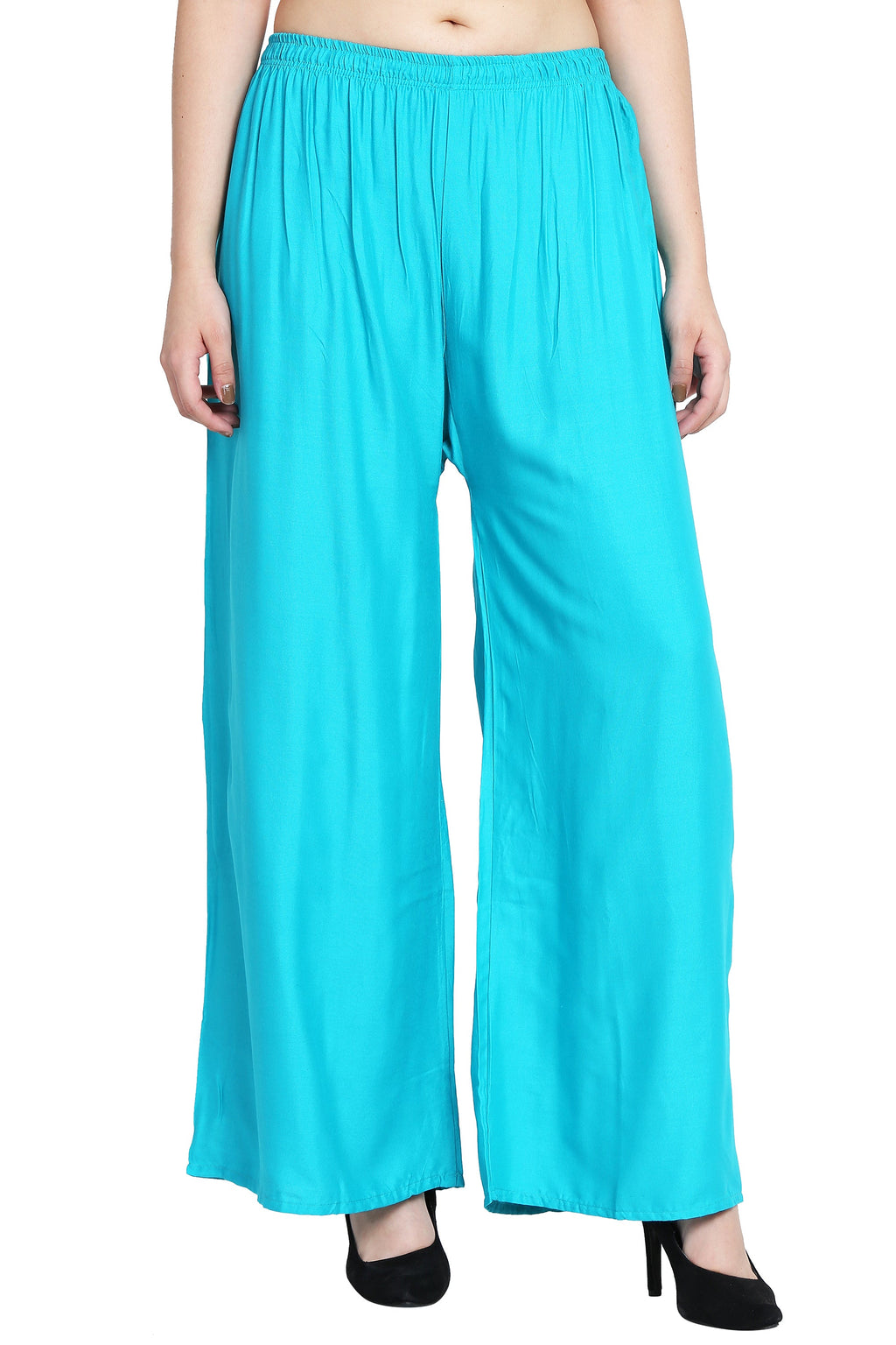 PAVONINE Rama Green Color Rayon Fabric Half Flared Sharara For Women