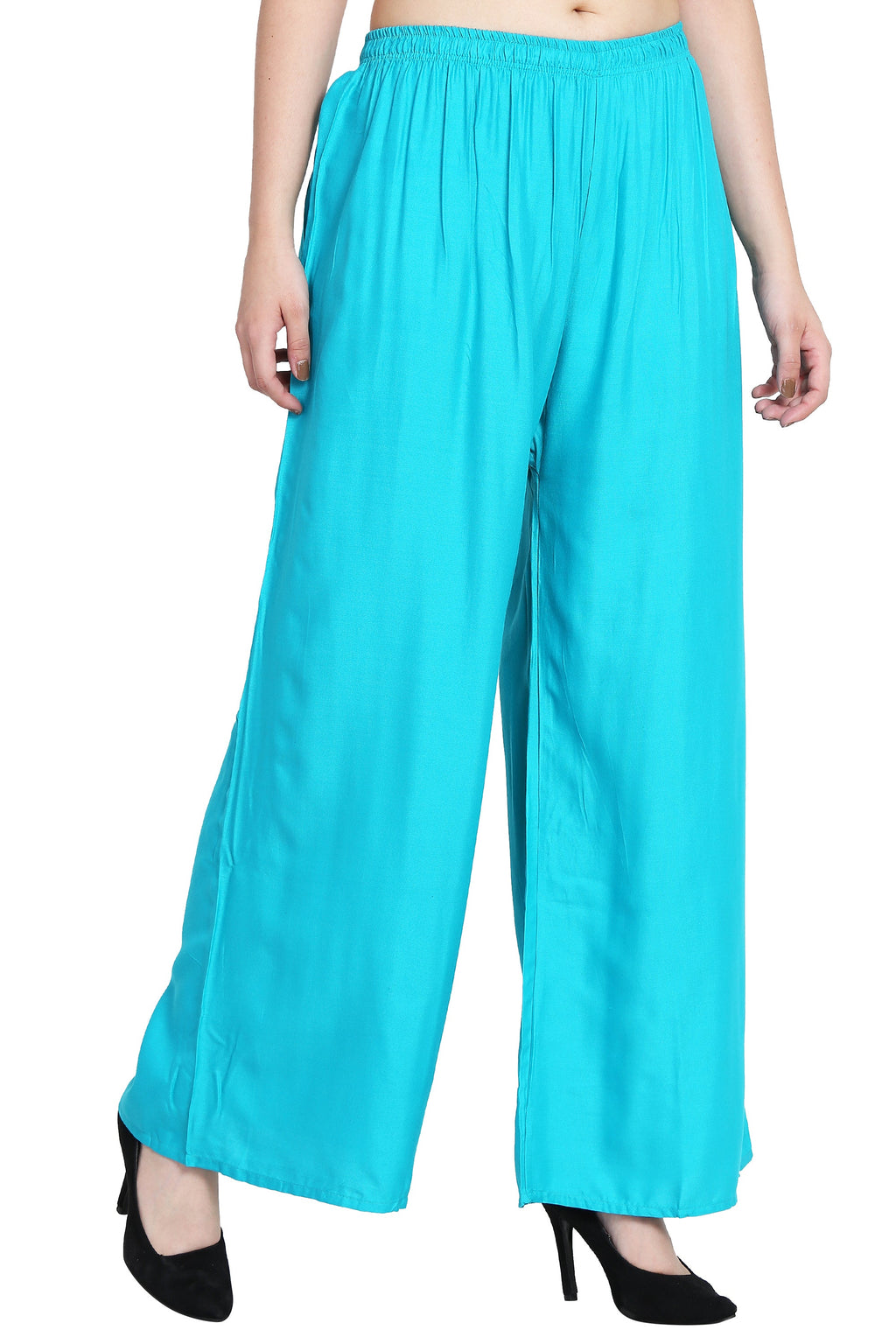 PAVONINE Rama Green Color Rayon Fabric Half Flared Sharara For Women