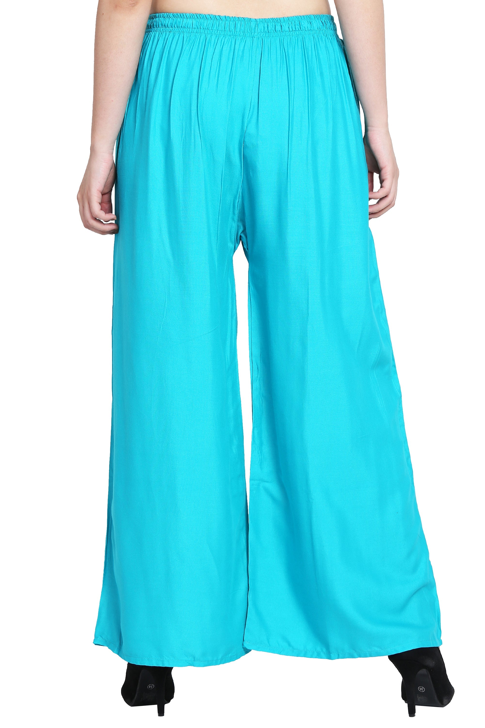 PAVONINE Rama Green Color Rayon Fabric Half Flared Sharara For Women