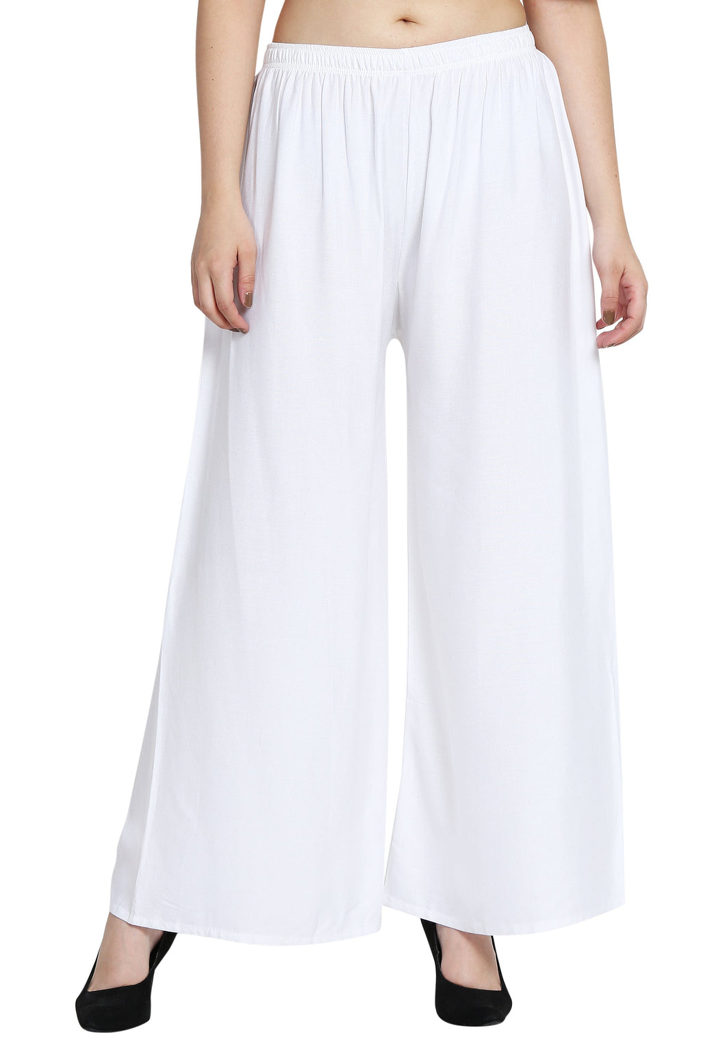 PAVONINE White Color Rayon Fabric Half Flared Sharara For Women
