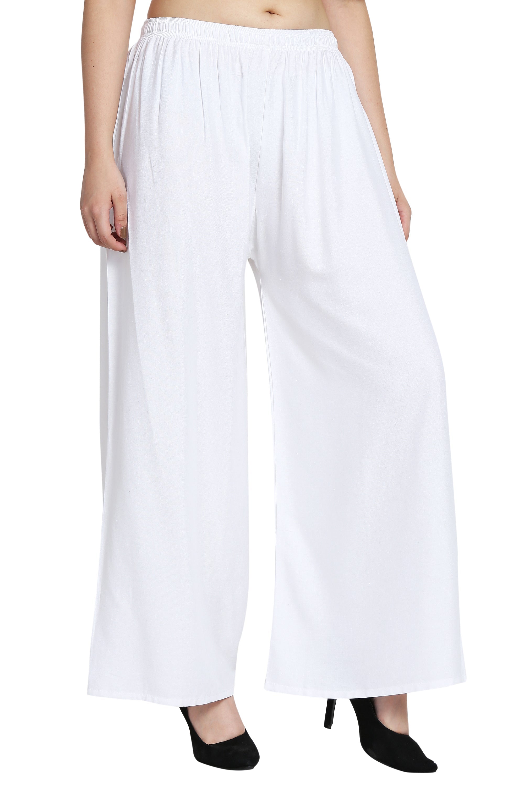 PAVONINE White Color Rayon Fabric Half Flared Sharara For Women