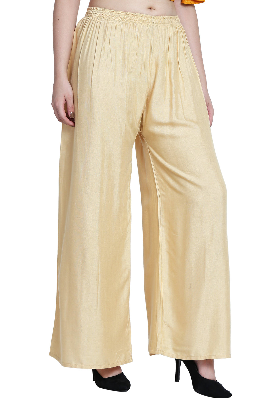 PAVONINE Beige Color Rayon Fabric Half Flared Sharara For Women
