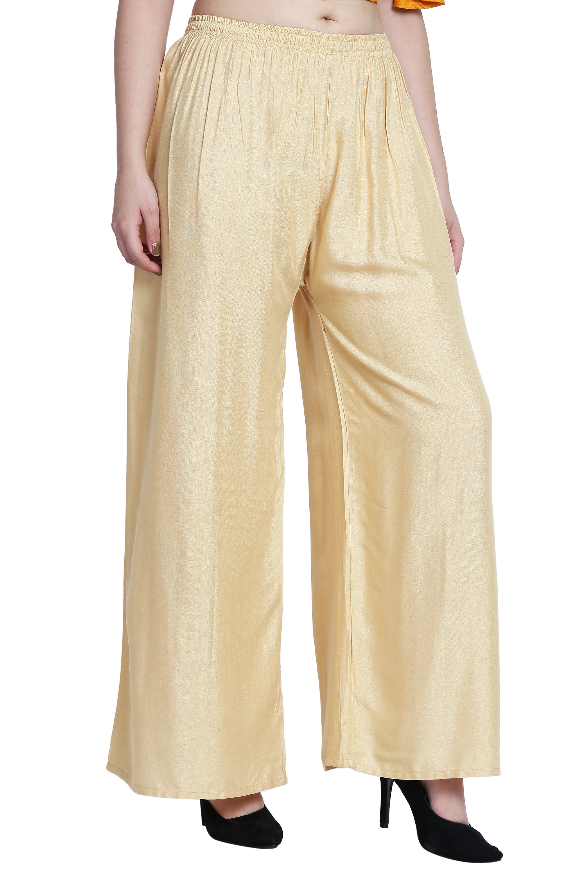 PAVONINE Beige Color Rayon Fabric Half Flared Sharara For Women